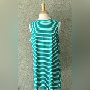 Coolibar Sun Protective Galene Swim Coverup Dress Size L Green/White UPF 50+ NWT